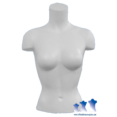 Hard Plastic Female Fullround Torso, White, w/ Hanging Loop